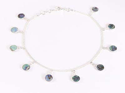 Zilveren enkelband met abalone schelp