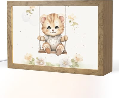 Nachtlampje 30x20 cm - Kinder lampje - Poes - Baby - Dier - Kinderen - Tafellamp kinderkamer - Slaapkamer lamp - Bedlamp kinderen - Kinderlampje stopcontact - Wandlamp babykamer - Nachtlampjes