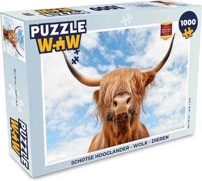 Puzzel Schotse Hooglander - Wolk - Dieren - Legpuzzel - Puzzel 1000 stukjes volwassenen