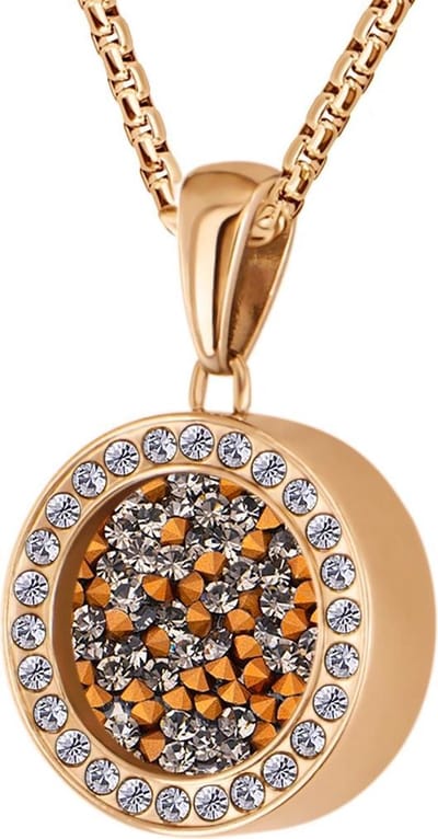 Quiges 12mm Mini Munt Hanger Rosékleurig RVS Glans met Zirkonia Transparant Munt en met Anker Ketting 42-46cm
