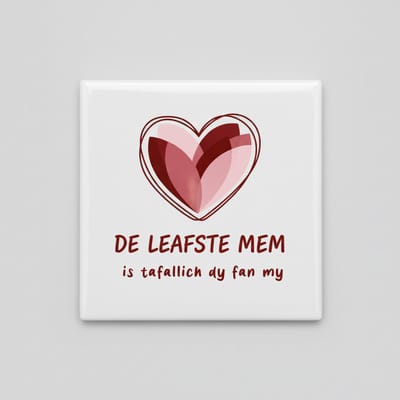 15×15 cm Keramische Tegel – “De Leafste Mem Is Tafallich Dy Fan My” Friese Moeder Quote Hart Ontwerp