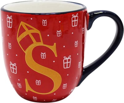 Dekoratief | Mok 'Sinterklaas', rood, keramiek, 10x10x12cm | A245543