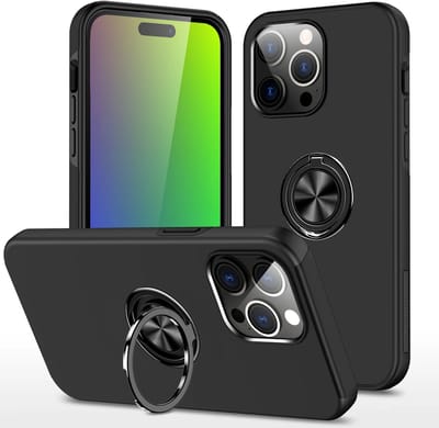 Telefoonhoesje Met Vingerring & Magneet voor Telefoohouders - Hoesje Geschikt voor: iPhone 16 Pro - Zwart
