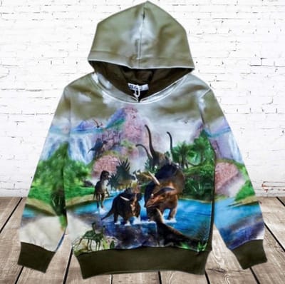 Groene kinder hoodie met dinosaurus h174 - Groen - 86/92