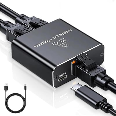 Netwerk Splitter - Ethernet Hub - Internet Verdelen - 1000Mbps Snelheid - 3 Poorten - Zwart