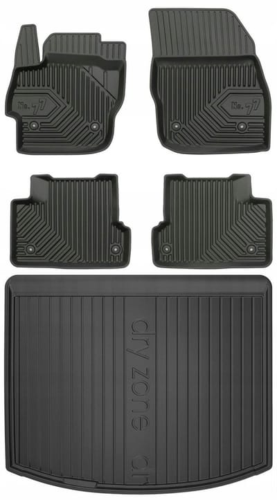 FROGUM PROLINE – Rubber vloermatten + kofferbakmat set – Mazda 3 II Hatchback 2008-2014 – TPE, geurloos (onderste kofferbakniveau, zonder Bose, reservewiel)