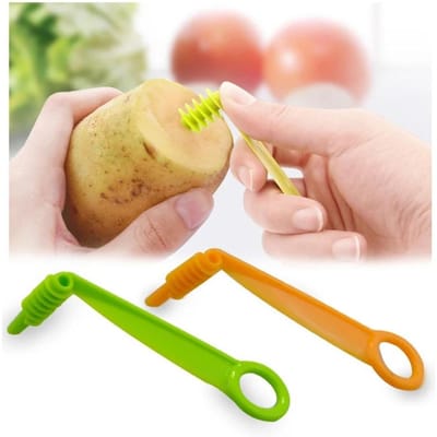 Multifunctionele Fruit- en Groentespiraalsnijder, Specifieke Roterende Komkommersnijder, Creatief Groentesnijgereedschap 1pcs oranje