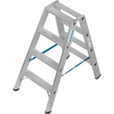 KRAUSE STABILO dubbele ladder R13 2x4 treden, 80 mm gatenpatroon zelfreinigend, sterke aluminium verbindingen, SafetyCap