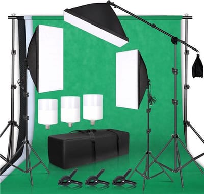 Professionele Fotostudio Set – Studiolamp – Softbox – Greenscreen met Achtergrond Systeem – Statief – Voor Professionele Foto’s – Lichtgewicht