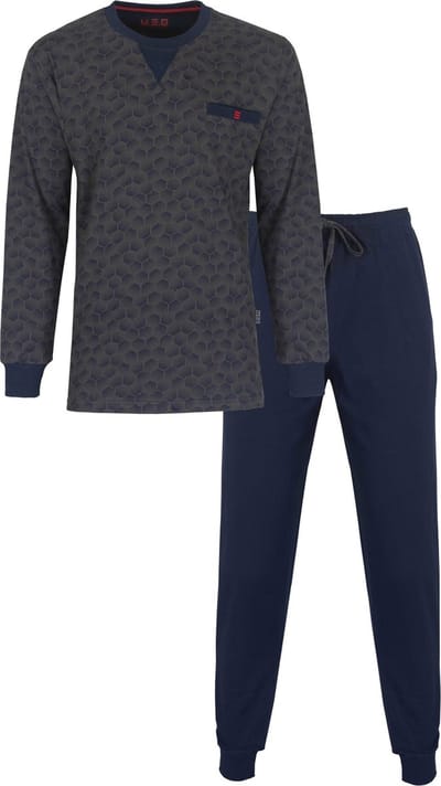 MEQ Heren Pyjama - Nachtkleding - 100% Katoen - Grijs - Maat M