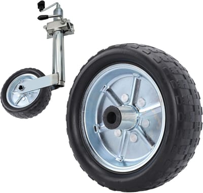 Robuuste 10-inch Trailerkrikwiel voor 2000 lbs, Vervangend draaibaar wiel met 84 mm velg en 20 mm gatdiameter voor aanhangwagens en caravans