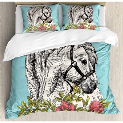 Paarden Beddengoed Set Voor Slaapkamer Bed Thuis Palomino Paard In Zandwoestijn Met Lang Blond Mannelijk Dekbedovertrek Quiltovertrek Kussensloop EU single(135x200cm)