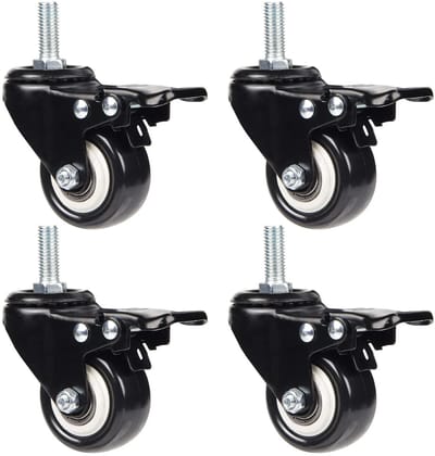 BRENZOOS- Transportwielen 50 mm - Zwenkwielen met Rem - Meubelwieltjes - Zwenkwielen voor Meubels - Hoogwaardige PVC - Laadcapaciteit 200 kg - Meubelwielen