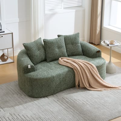 Wishdor Tweepersoonsbank - Diepe Zitting En Dikke Kussens - Modern - Voor Woonkamer - Chenille - Groen - 164 X 92 X 60 Cm