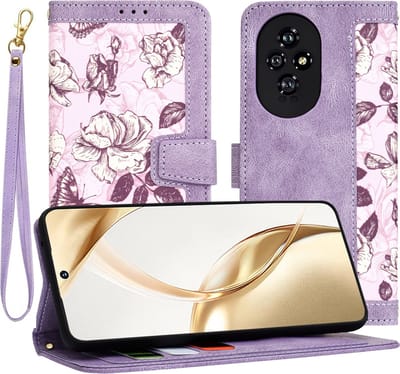 Hoesje geschikt voor HONOR 200 - Techsuit FlipCraft Book Wallet Case met koord - Mysterious Purple