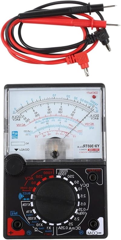 Analoge multimeter - Meetinstrument - Elektrische metingen - Groot contrast scherm - 15 x 13 x 3 cm - Zwart