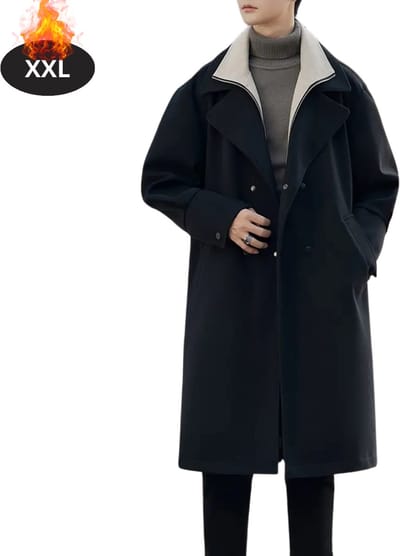 Livano Mantel Heren - Tussenmantel - Jas - Mantelpakje - Trenchcoat - Overjas - Overcoat - Winter - Zwart - XXL