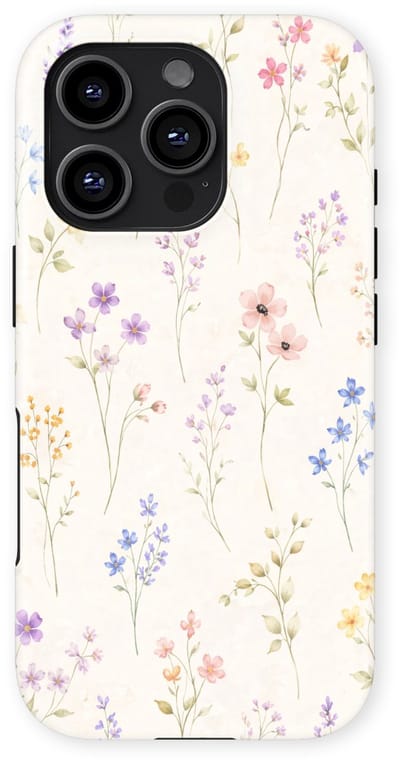 Bloemen Design Hoesje geschikt voor iPhone 16 Pro | Flower Print Tough Case met Mag | Shockproof | Bloemen Motief Backcover geschikt voor iPhone 16 Pro Wildflower Whisper
