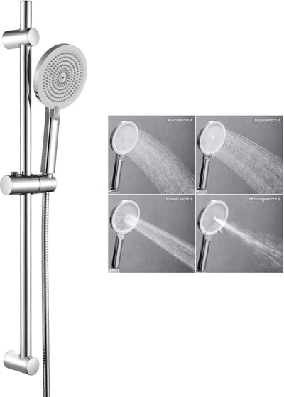 Sofetiy Max Doucheset met Handdouche - 70 cm Glijstang - Douchekop Ø 12.6 cm - 4 standen - Doucheslang 150 cm - Glijstangset - Wit Chroom