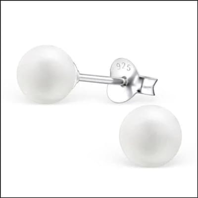 Aramat Jewels | Oorbellen | Zilveren Parel Oorbellen - Tijdloze Elegantie | 6mm / Mat Wit | | | Zilver | Kinderen, Volwassenen | Verkleurd niet