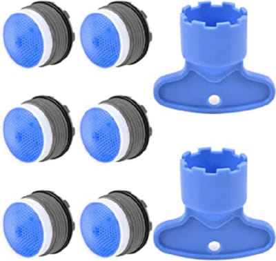 Set van 8 stuks - waterbesparende perlator - kraanzeefje beluchter - Kraanbeluchter - Kraanopzetstuk - Universele Kraanopzetstuk - 18.5mm - blauw - ABS - Kraanstuk