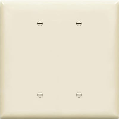 ENERLITES Double Outlet Cover, Glossy Finish, Two Blank Wall Plate, Oversized 2-Gang 5.5" x 5.5", Shatterproof Polycarbonate Thermoplastic, UL Listed, 8802O-LA, Light Almond