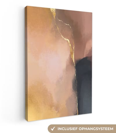 Canvas schilderij 20x30 cm - Wanddecoratie Abstract - Verf - Pastel - Muurdecoratie woonkamer - Slaapkamer decoratie - Kamer accessoires - Schilderijen op canvas