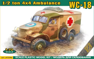 ACE Modelbouwpakket Militaire voertuigen - 72596 WC-18 1/2 ton 4x4 - Militaire Ambulance Vrachtwagen Plastic - 1:72 - Modelbouw