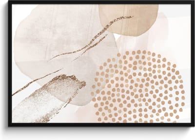Poster in lijst - Fotolijst 120x80 cm - Posters - Watercolor - Beige - Pastel - Modern - Abstract - Posterlijst zwart - Wanddecoratie badkamer - Muurdecoratie WC - Decoratieve accessoires - Toilet muur decoratie