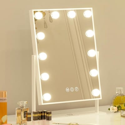 Hollywood Make-up Spiegel met Verlichting - Dimbare LED Lampen, 360° Draaibaar en 10x Vergroting