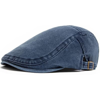 Casquette plate en jean délavé vintage Casquette classique de type gavroche Béret réglable Casquette béret rétro Pour hommes Femmes 56-58cm gray