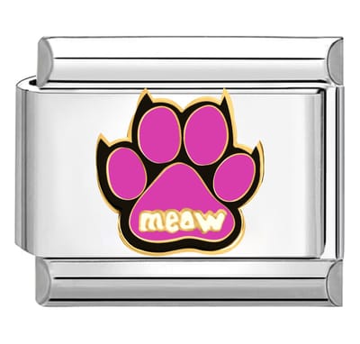 Quiges - Schakel - Bedel - 9mm - charms - Hondenpoten Meaw - Geschikt voor - armband - Schakelarmband - italy bedels armband