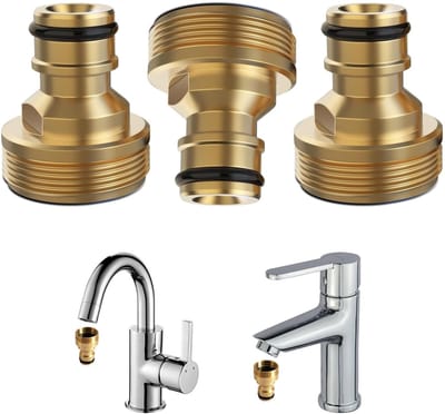 Dailygoods - Universele Adapter - Tuinslang - 3 Stuks - Goudkleurig Messing - Tuinaccessoires - Waterbesparing - Geschikt voor alle tuinen - 3-delige set