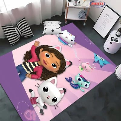 Disney Gabbys Poppenhuis Tapijt, Kleed voor Woonkamer Slaapkamer, Sofa Keuken Deurmat Decoratieve Mat, Kinderen Antislip Vloer Duurzame Mat, Cadeau 80x140cm (31x55in)