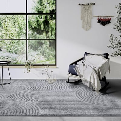 Flycarpets Gallery Chappe Japandi Vloerkleed Grijs - 160x235 cm - Hoogpolig Tapijt