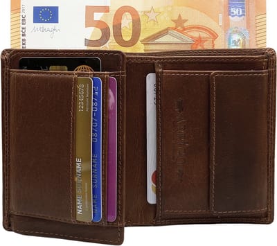 Portemonnee Heren - Portefeuille Heren - Arrigo Portemonnee - Billfold model Lichtbruin Rundleer