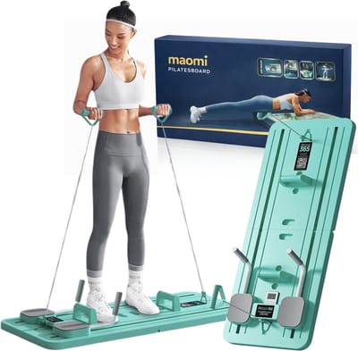 Maomi™ Pilatesboard MAX - 30+ Oefenopties Pilates Reformer - Met Resistance Ropes - Reformer Board - Buikspiertraner - Opbouwbare Pilates Set - Home Workout - Multi-functioneel Fitness Board - Pushup Bord