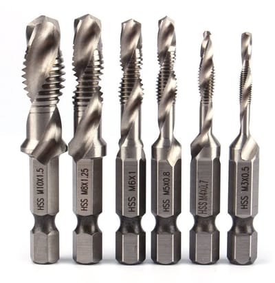 Dailygoods Boor Tap Set - 6 Stuks - Hoogwaardige Stalen Kwaliteit - Metrische M3-M10 - Voor Metaalbewerking - Ideaal voor Handgereedschap