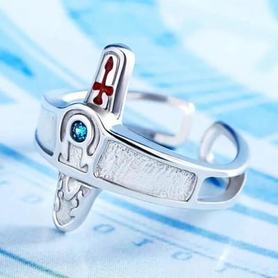Cartoon Anime Perifeer Asuna Kirito Gepersonaliseerde Kruisring Mode Eenvoudig Retro Koppel Creatief Populaire Ring Cadeau Accessoires Resizable white