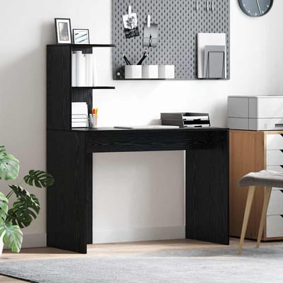 vidaXL - Bureau - Zwart - Eiken - 102 - x - 50 - x - 124 - cm - Bewerkt - hout