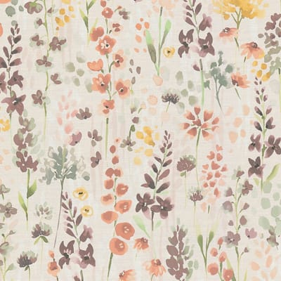Bloemen behang Profhome 396062-GU vliesbehang hardvinyl warmdruk in reliëf licht gestructureerd in aquarel stijl mat beige oranje bruin groen 5,33 m2
