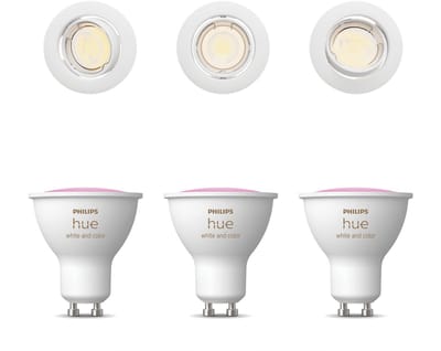 Philips Hue Peridot Set van 3 Inbouwspots (Wit) - Rond - Richtbaar - GU10 - Wit en Gekleurd Licht - Hue White and Color Ambiance