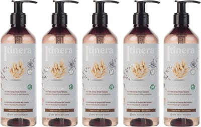 ITINERA - Kalmerende vloeibare zeep met Veneto haver, 95% natuurlijke ingrediënten 370 ml (5 stuks)