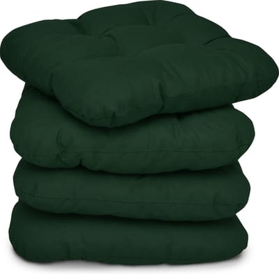 Beautissu Lisa – Set van 4 Zitkussen 40x40 cm – Stoelkussens Eetkamer – 8cm Vulling – Donker Groen