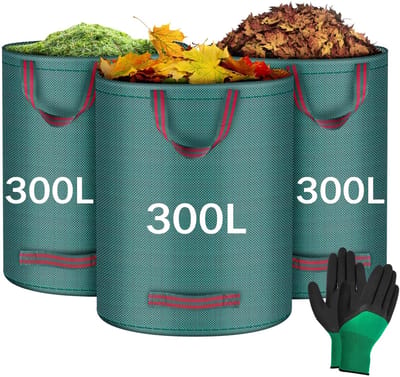 Allecto - Tuinafvalzakken - Herbruikbare tuinzakken - 300 liter - Zware kwaliteit - Ideaal voor tuin en camping - Groen - Voor tuinafval