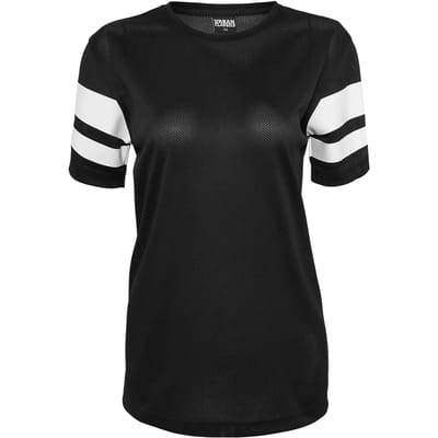 Urban Classics - Stripe Mesh Dames T-shirt - S - Zwart/Wit
