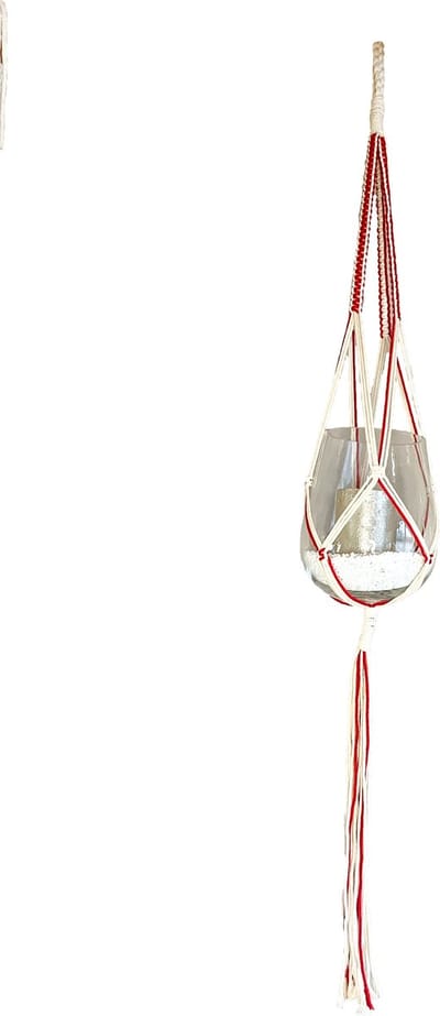 Plantenhanger met rode details - Hanger voor Binnen/Buiten - Touw/Koord Hangplant Houder - Bohemian Wandhanger Decoratie - Plant Hanger - Verticale Tuin Bloempothouder Planthanger