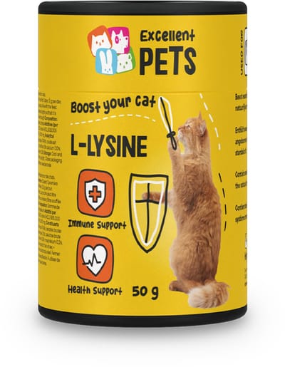 Excellent Pets L Lysine Kat 50 gr - Ondersteunt het Immuunsysteem, Herstel en Weerstand bij Stress - Niesziekte Kat - Weerstand Katten supplementen