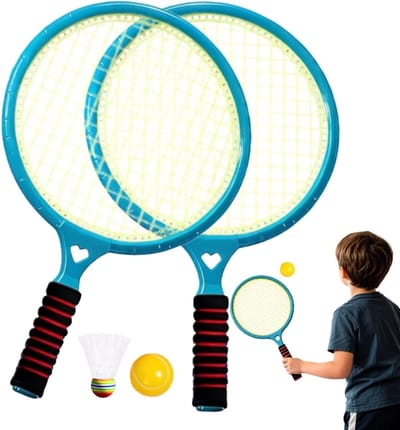 Kinder Badminton Rackets - Outdoor Set - Buiten Spelen - Veilig Spel - 45 cm Pakket - Blauw