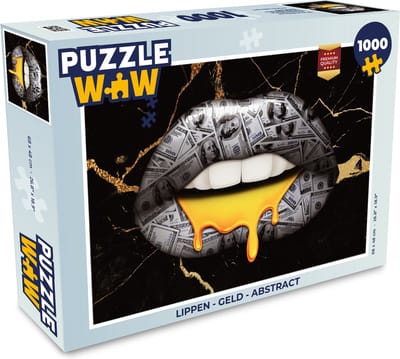 Puzzel Lippen - Geld - Abstract - Legpuzzel - Puzzel 1000 stukjes volwassenen